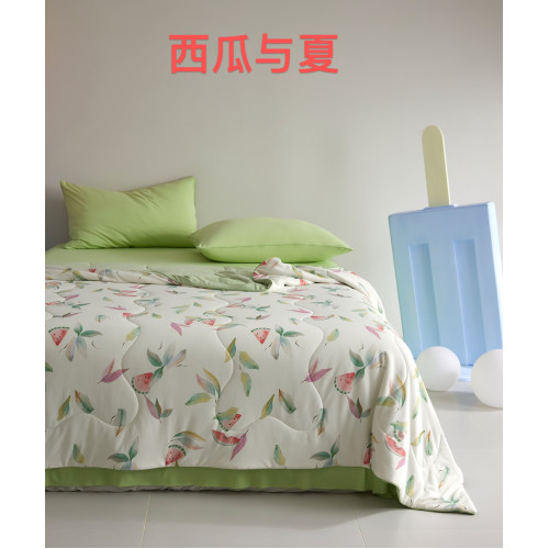 實體同步，2025小藍君貼膚小涼被印花卡通，涼感冰皮夏涼被