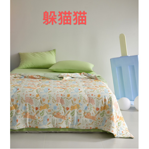 實體同步，2025小藍君貼膚小涼被印花卡通，涼感冰皮夏涼被