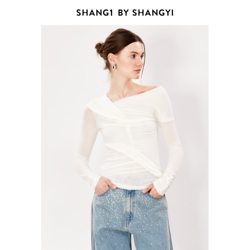 SHANG1 BY SHANGYI長袖打底衫女可外穿早秋新款綿羊毛設計感內搭
