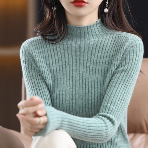 半高領仿羊毛打底衫女秋冬2025年新款韓版修身內搭長袖毛衣針織衫