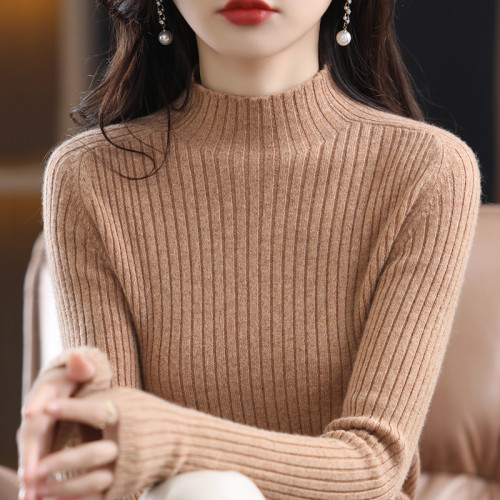 半高領仿羊毛打底衫女秋冬2025年新款韓版修身內搭長袖毛衣針織衫