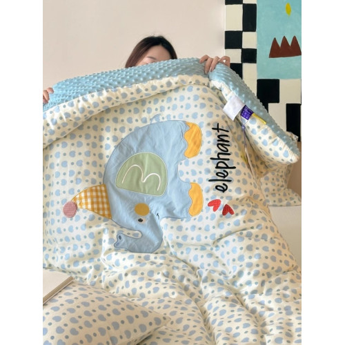 babyhouse全棉雙層紗豆豆被兒童被子冬被加厚保暖春秋季棉被新款