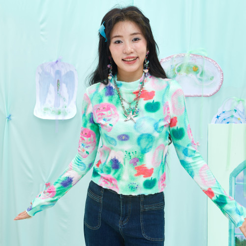 月亮草地2024新品復古圓領仿貂毛打底衫女秋季新款修身內搭毛衣