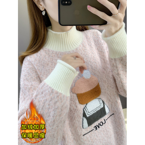 雪尼爾毛衣女秋冬季高中初中學生大童女孩13嵗15內搭半高領打底衫