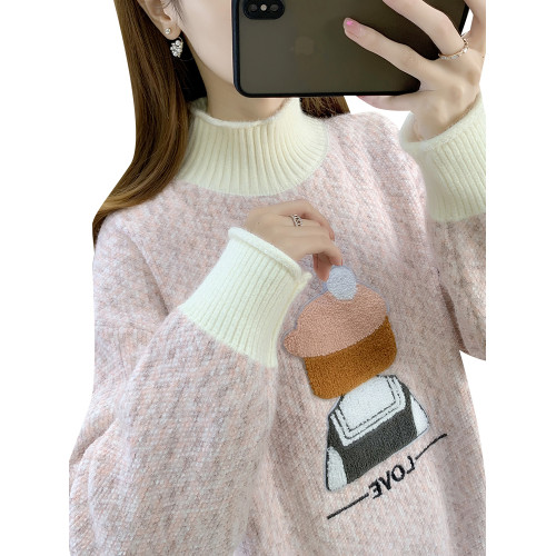 雪尼爾毛衣女秋冬季高中初中學生大童女孩13嵗15內搭半高領打底衫