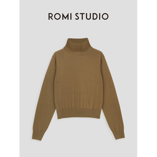 ROMI STUDIO 天鵞頸精紡綿羊毛修身高領針織毛衣打底衫23AWM499