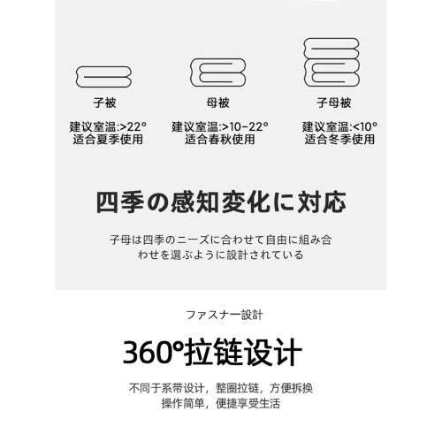 出口A類全棉大豆纖維被春秋被子芯雙人加厚冬被拉鍊子母被二合一