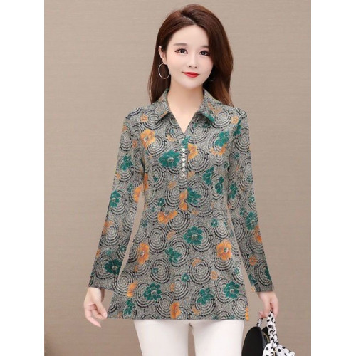 媽媽裝2025年春秋新款時尚顯瘦寬松打底衫減齡中長款遮肚子上衣女