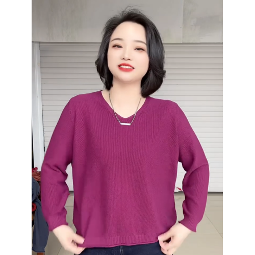 春夏款胖mm大碼V領打底衫女寬松顯瘦長袖內搭針織衫日常百搭上衣