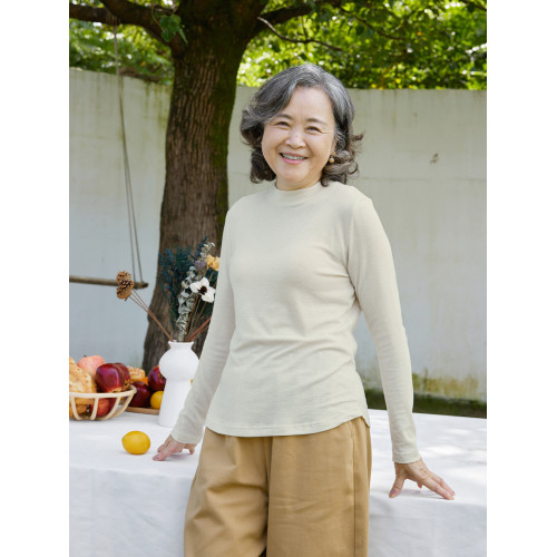 千叢茉春秋新款中老年女裝針織衫修身顯瘦內搭打底衫圓領媽媽上衣