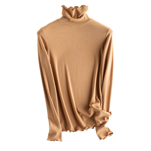 發熱抗靜電 飛島國黑科技裸感~舒適長袖針織T加絨厚打底衫秋冬女