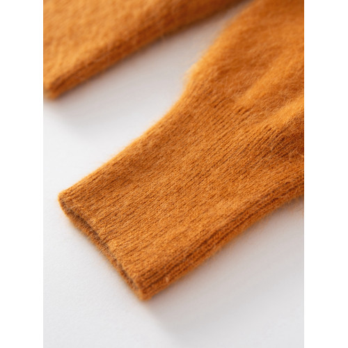 圓領羊毛衫女秋冬針織打底衫25新款羊絨拉絨寬鬆低v領內搭上衣女