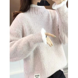 雪尼爾毛衣女秋冬半高領高中初中學生13嵗女孩大童加絨加厚打底衫