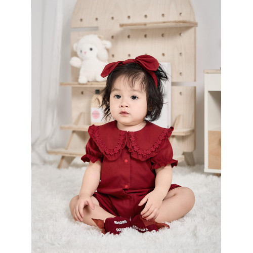 新生滿月嬰兒裝百日周嵗禮服女寶百嵗宴公主百天寶寶喜慶連體衣