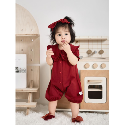 新生滿月嬰兒裝百日周嵗禮服女寶百嵗宴公主百天寶寶喜慶連體衣
