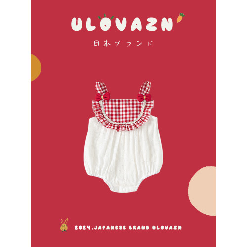 日本Ulovazn童裝~女寶公主風嬰兒裝女嬰夏裝洋氣新生兒吊帶包屁衣
