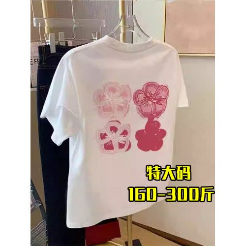 300斤短袖特大碼胖mm新款上衣設計感小衆200斤洋氣寬松印花打底衫