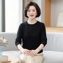 打底媽中年薄款毛衣中老年人女羊毛衫春秋裝針織2025新款上裝內搭