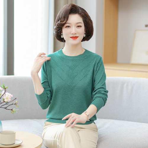 打底媽中年薄款毛衣中老年人女羊毛衫春秋裝針織2025新款上裝內搭