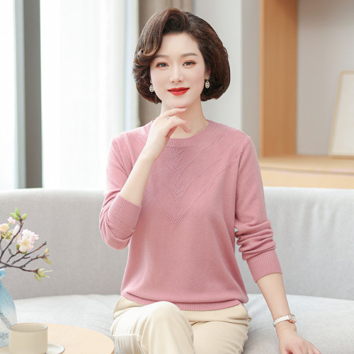 打底媽中年薄款毛衣中老年人女羊毛衫春秋裝針織2025新款上裝內搭