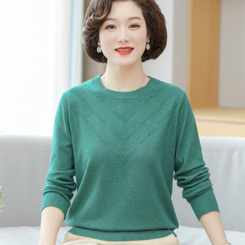 打底媽中年薄款毛衣中老年人女羊毛衫春秋裝針織2025新款上裝內搭