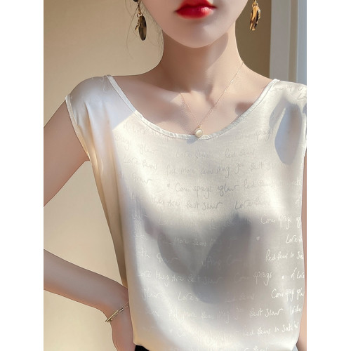 白色圓領無袖絲滑吊帶背心女2025夏季新款西裝內搭寬松打底衫上衣