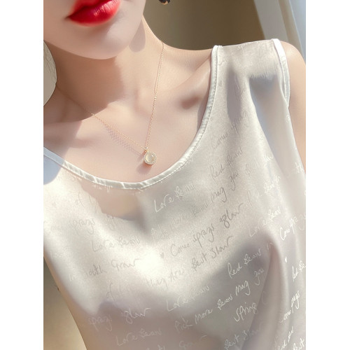 白色圓領無袖絲滑吊帶背心女2025夏季新款西裝內搭寬松打底衫上衣