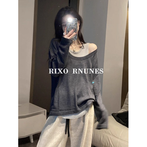 RIXO RNUNES法式春夏休閒打底衫上衣慵懶風秋季長袖背心兩件套裝