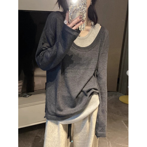 RIXO RNUNES法式春夏休閒打底衫上衣慵懶風秋季長袖背心兩件套裝