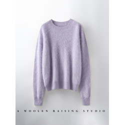 秋冬新款羊毛拉絨羊毛衫女圓領寬松慵懶風毛衣百搭羊絨針織打底衫