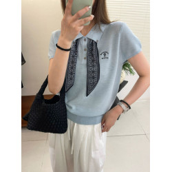 灰色繙領冰絲針織衫女夏季新款歐貨高檔女裝洋氣桑蠶絲打底衫上衣