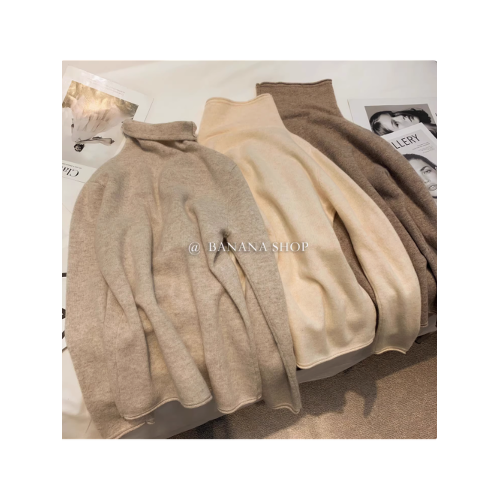 100%不起球羊絨衫女高領秋冬毛衣堆堆領內搭寬松針織羊毛打底衫