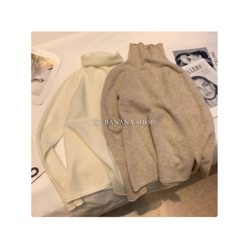 100%不起球羊絨衫女高領秋冬毛衣堆堆領內搭寬松針織羊毛打底衫