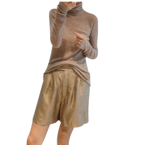 超薄款穿四季 100%羊絨衫女套頭打底衫堆堆領修身毛衣高領針織衫