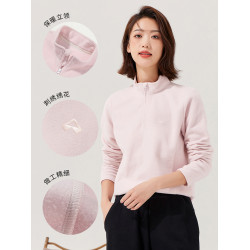 拓路者秋冬搖粒絨抓絨衣衛衣女內膽保暖上衣半高領打底衫加絨內搭