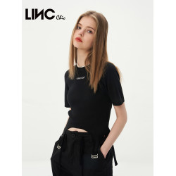 LINC金羽傑針織短袖女機能修身打底衫T恤女上衣內搭S231SW162Y