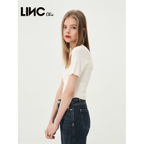 LINC金羽傑針織短袖女機能修身打底衫T恤女上衣內搭S231SW162Y