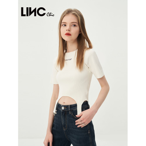 LINC金羽傑針織短袖女機能修身打底衫T恤女上衣內搭S231SW162Y