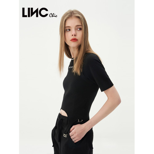 LINC金羽傑針織短袖女機能修身打底衫T恤女上衣內搭S231SW162Y