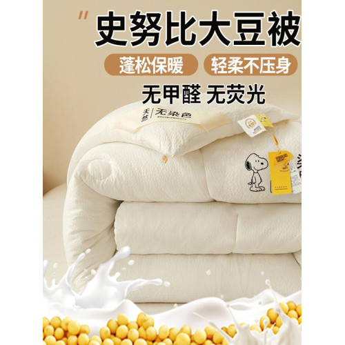 史努比無染大豆被華夫格大豆纖維被單雙人四季通用保暖被子冬被