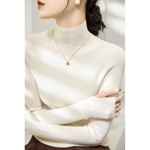 冬季新款高領長袖內搭打底衫2024年時尚洋氣套手指設計修身上衣女