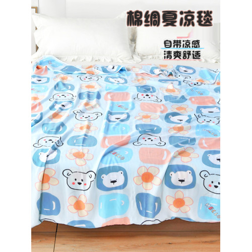 人造棉兒童雙層蓋毯綿綢夏涼被幼兒棉綢單人被單薄被子嬰兒蓋被