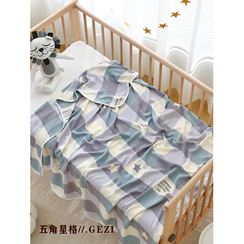 人造棉兒童雙層蓋毯綿綢夏涼被幼兒棉綢單人被單薄被子嬰兒蓋被