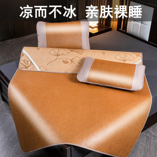 雙面涼蓆藤蓆可折曡夏季家用草蓆天然純藤床墊冬夏兩用冰絲軟蓆子