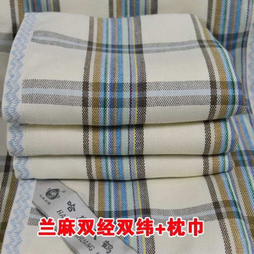 哈麻雙鶴36高支純亞麻涼蓆原色老款花色方格加厚加大