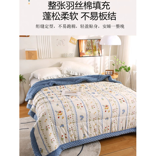 雅芳婷豆豆絨被子單雙人可機洗大豆春秋被芯太空絲綿被褥四季蓋被