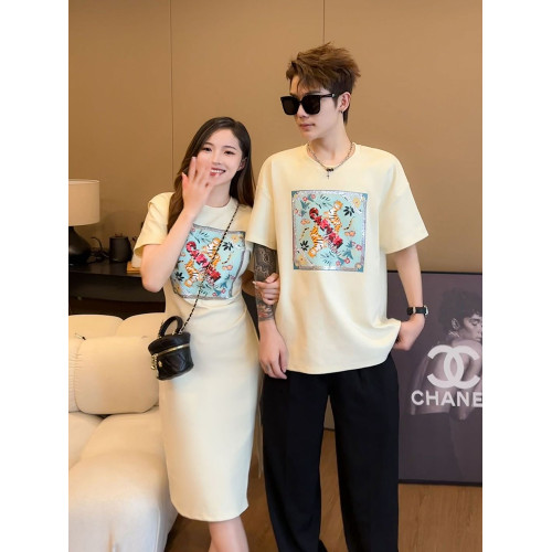 周嵗禮服親子裝一家三口風短袖母子母女國風新中式連衣裙旗袍