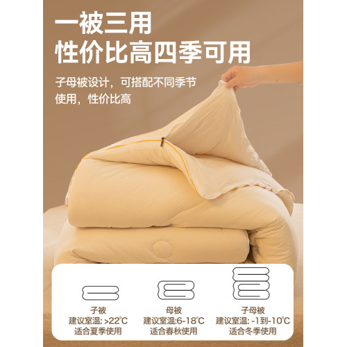 A類拉鍊款二合一子母被大豆纖維全棉被子被芯冬被加厚保暖四季被