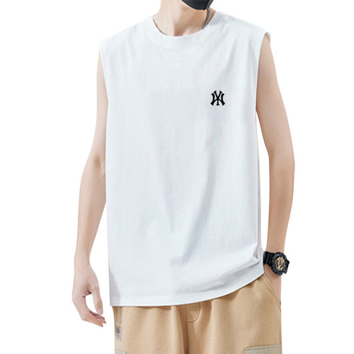 夏季100%純棉無袖t恤男青少年潮牌背心打底上衣休閒健身籃球運動