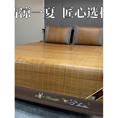蘭珀高奢自用夏天涼蓆竹蓆1.8米1.5雙面可折曡碳化雙人床直筒蓆子